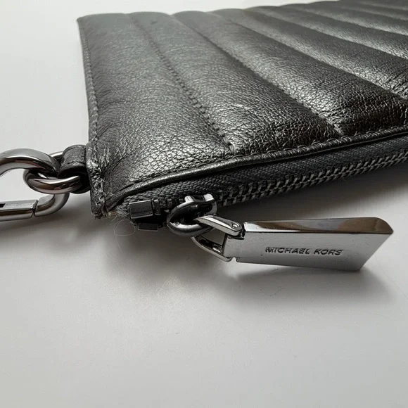 Michael Kors Silver Quilted Wristlet - Picture 4 of 8